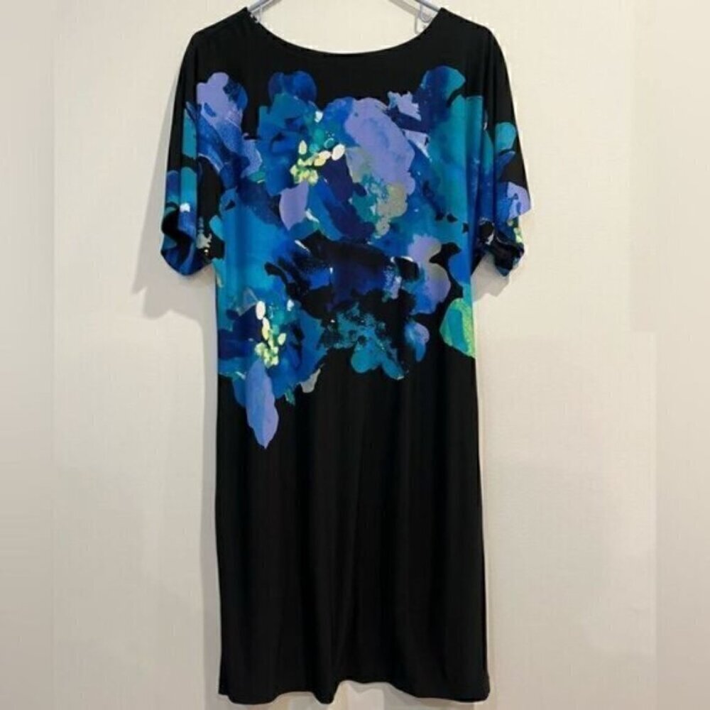 Tahari Arthur S. Levine Black Stretch Floral Sheath Dress